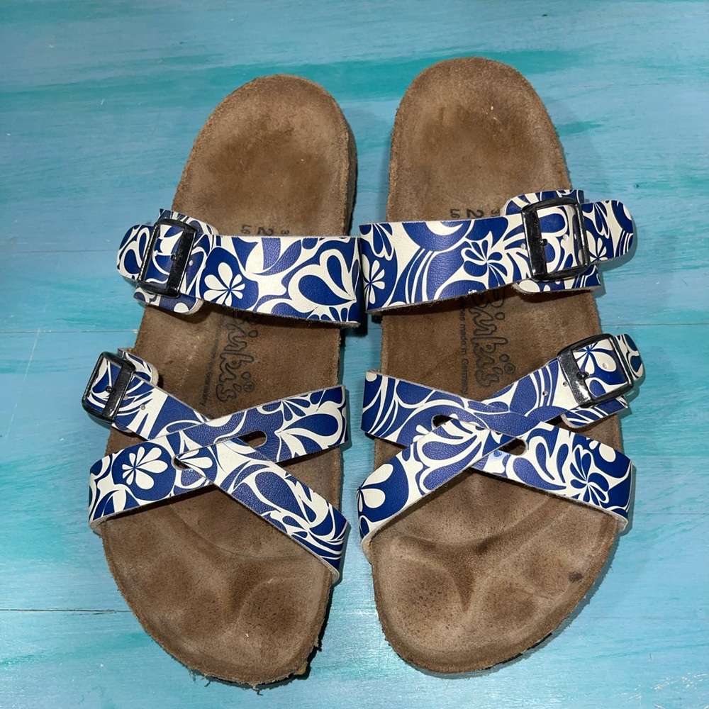 COPY - Birkenstock blue and white double strap